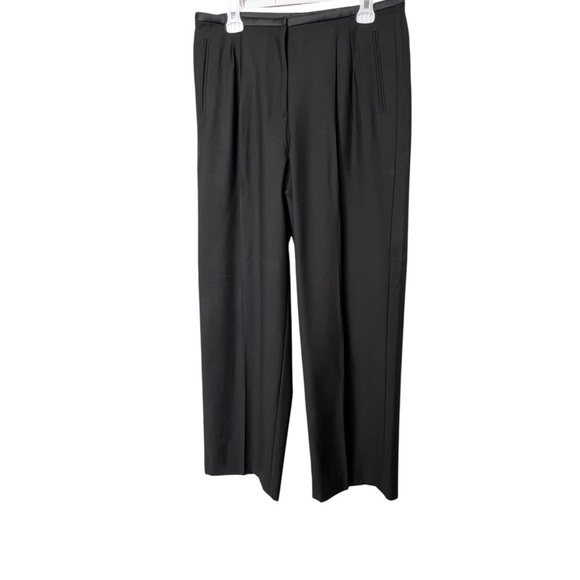 J.Crew Collection Pleated Wide-Leg Tuxedo Pant in Italian wool in Black Size 12 - Picture 4 of 10